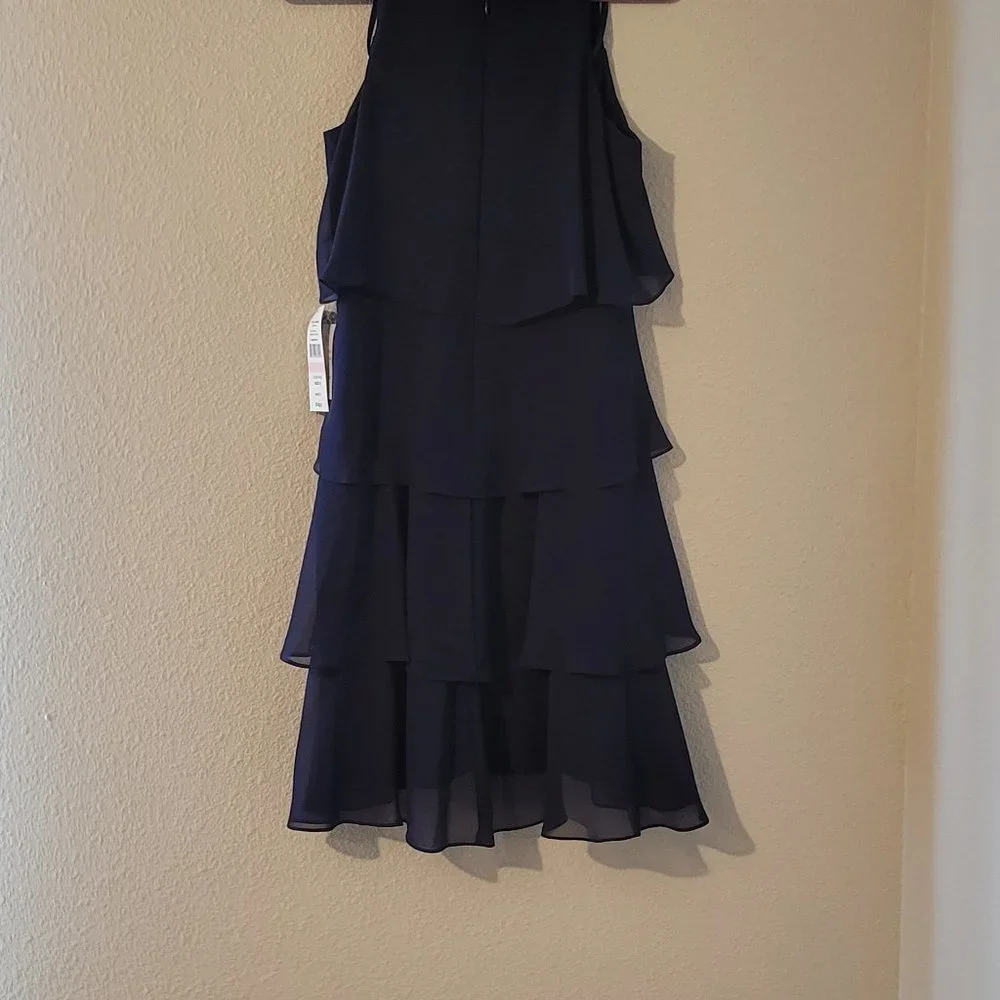 SL FASHIONS NAVY BLUE MISSY FLAPPER STYLE COCKTAIL DRESS-NWT - Picture 2 of 10
